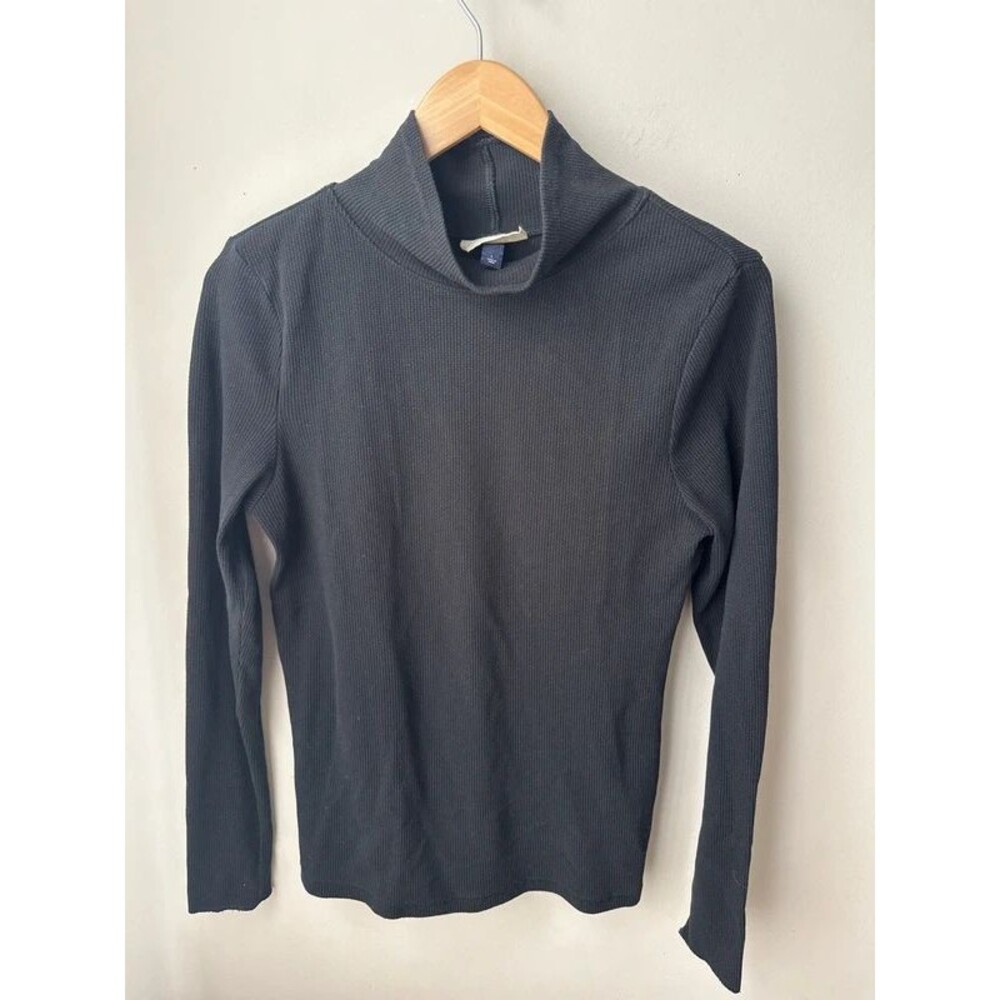 Universal Thread Black Waffle Knit Cowl Neck Long Sleeve Top